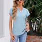Notched Neck Puff Sleeve Blouse