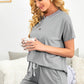 Quarter Button Short Sleeve Top and Shorts Lounge Set