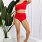 Seaside Romance Ruffle One-Shoulder Bikini in Red