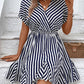 Striped Johnny Collar Mini Dress