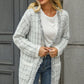 Plaid Fringe Trim Open Front Longline Cardigan