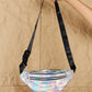 Holographic Double Zipper Fanny Pack in Silver