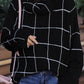 Plaid Turtleneck Drop Shoulder Sweater