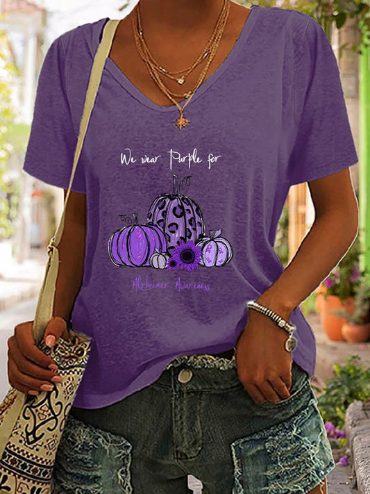 Pumpkin Graphic V-Neck T-Shirt