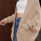 Cable-Knit Open Front Cardigan with Pockets