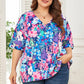 Floral Center Seam V-Neck Blouse