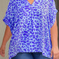 Plus Size Printed Notched Neck Half Sleeve Top