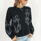 Cat Pattern Round Neck Long Sleeve Pullover Sweater