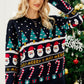 Christmas Candy Cane Ribbed Trim Sweater
