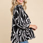 Printed Smock Neck Tiered Blouse