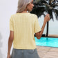 Cable-Knit Round Neck Short Sleeve Knit Top