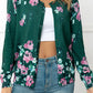 Floral Button Front Round Neck Cardigan