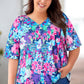 Floral Center Seam V-Neck Blouse