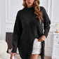 Exposed Seam Mock Neck Slit Sweater