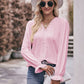 Eyelet V-Neck Flounce Sleeve Blouse