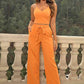 Cami and Tied Straight Leg Pants Set