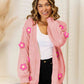 Flower Dropped Shoulder Open Front Cardigan