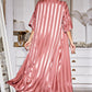 Striped Flounce Sleeve Open Front Robe and Night Dress Set