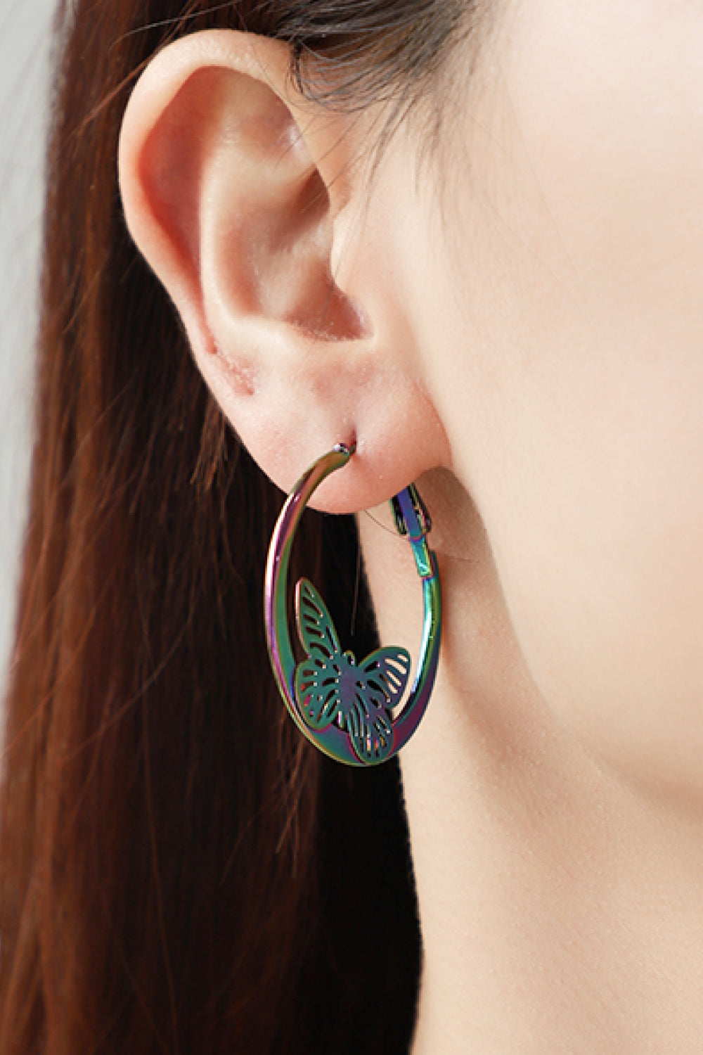 5-Pair Multicolored Butterfly Huggie Earrings Set