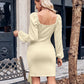 Asymmetrical Surplice Puff Sleeve Mini Dress