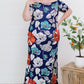Plus Size Floral Off-Shoulder Short Sleeve Fishtail Dress