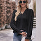 Eyelet V-Neck Flounce Sleeve Blouse