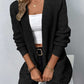 Rib-Knit Open Front Pocketed Cardigan