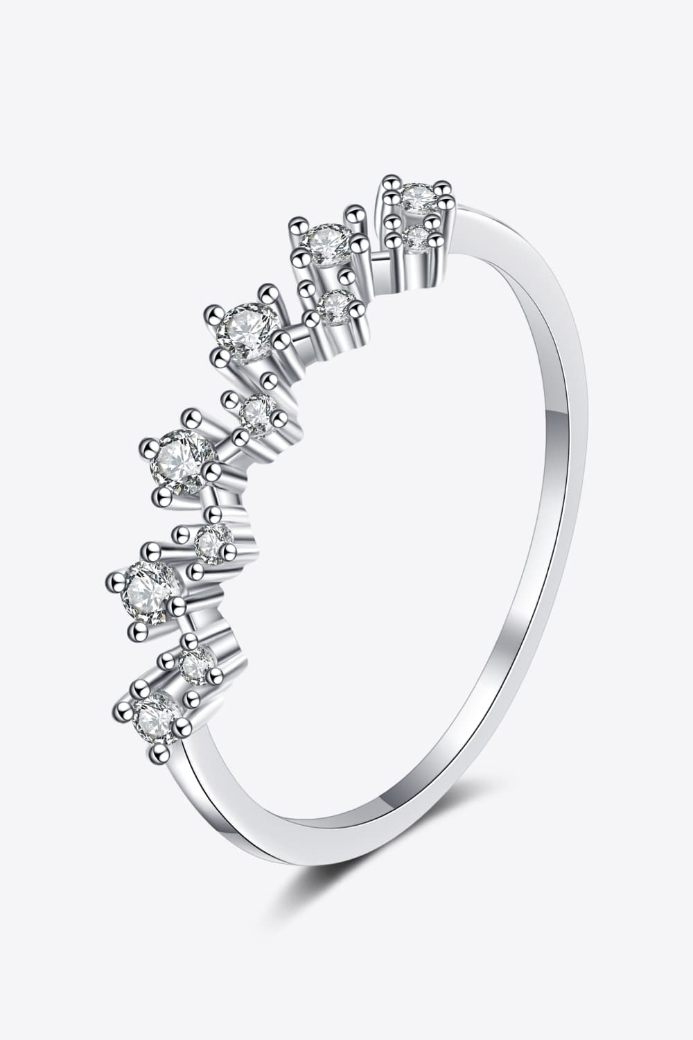 Moissanite Rhodium-Plated Half-Eternity Ring