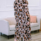 Plus Size Leopard Print Surplice Neck Long Sleeve Midi Dress