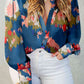 Plus Size Printed Collared Neck Long Sleeve Shirt