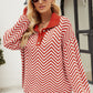 Striped Collared Neck Buttoned Pullover Sweater