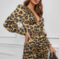 Leopard Deep V Ruched Bodycon Dress