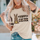 HAPPY EASTER Leopard Graphic Layered Sleeve T-Shirt