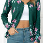 Floral Button Front Round Neck Cardigan