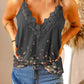 Floral Lace Trim Scalloped Plunge Cami