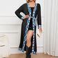 Floral Tie Front Long Sleeve Robe