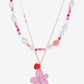 Flower and Heart Pendant Layered Necklace