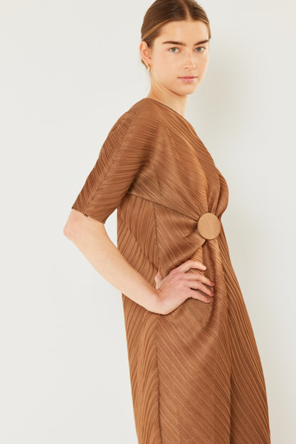 Pleated Dolman Sleeve Dress