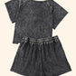 Heathered Round Neck Top and Shorts Lounge Set