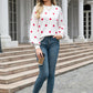 Polka Dot Round Neck Dropped Shoulder Sweater