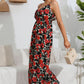 Rose Print Spaghetti Strap Sweetheart Neck Dress