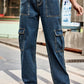 Long Straight Leg Jeans with Pockets