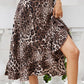 Tied Ruffled Leopard Midi Skirt