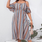 Plus Size Striped Cold-Shoulder Dress