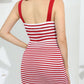 Striped Straight Neck Bodycon Dress