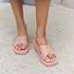 Studded Cross Strap Sandals in Blush