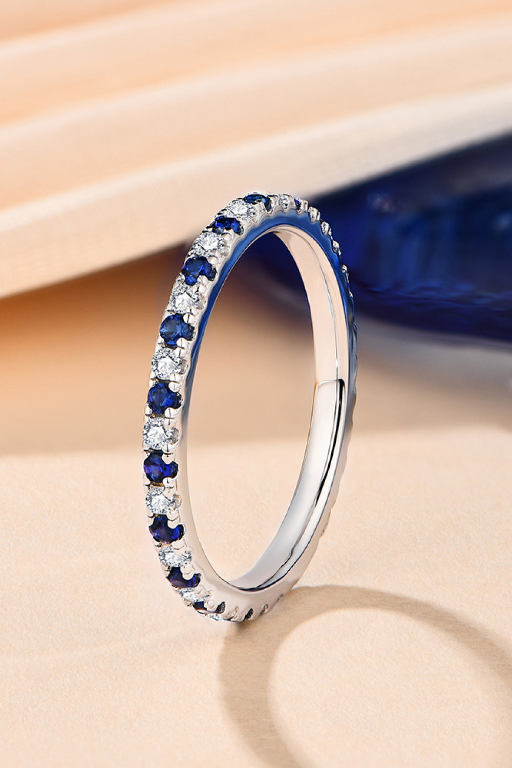 Moissanite Lab-Grown Sapphire Ring