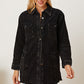 Raw Hem Pocketed Button Up Jacket