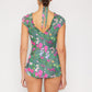 V-Neck One Piece Swimsuit In Sage