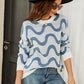 Wave Stripe Ribbed Trim Tunic Sweater